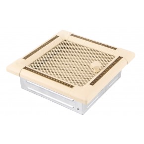 Ventilaton grate Exclisive 16x16cm with venetian blind ivory / brass-patina