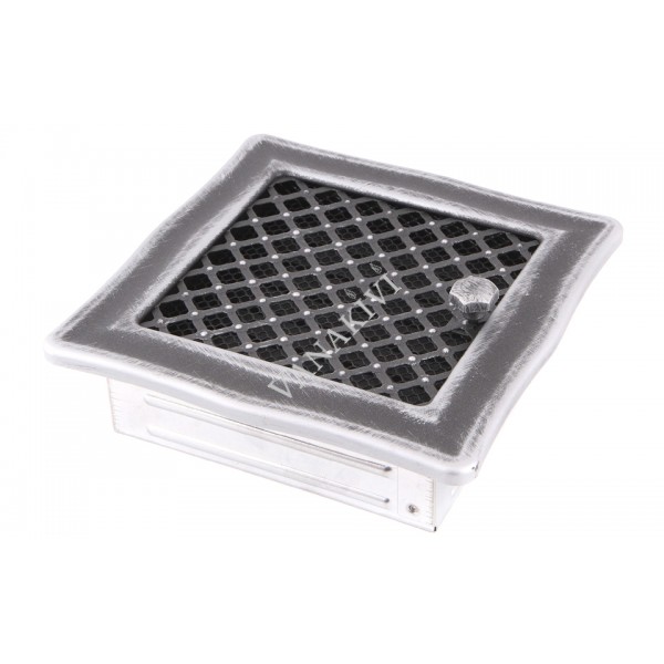 Ventilaton grate Deco 16x16cm with venetian blind silver patina