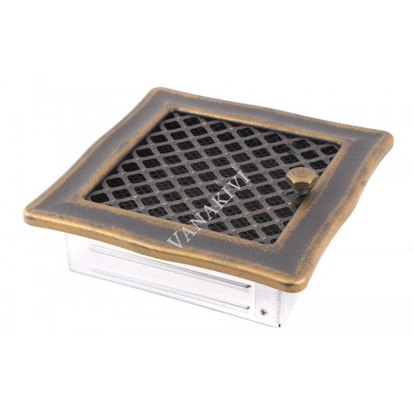 Ventilaton grate Deco 16x16cm with venetian blind golden patina