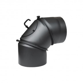 Flue pipe elbow Ø160mm adjustable 0-90° with damper black