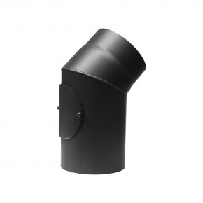 Suitsutoru põlv Ø150mm 45° puhastusluugiga must
