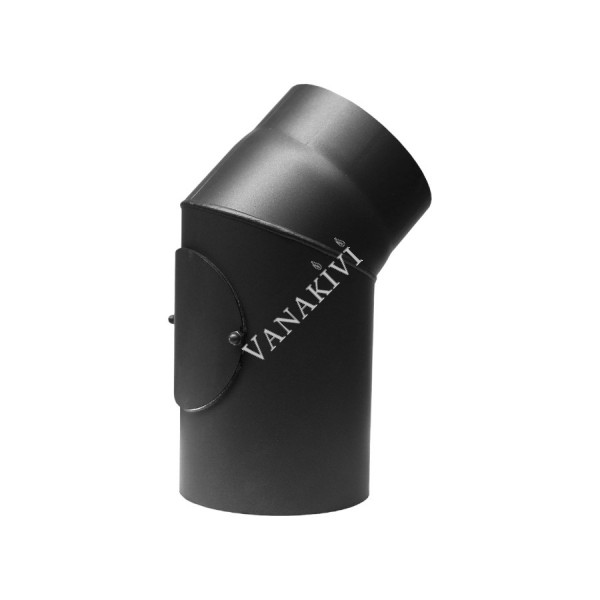 Suitsutoru põlv Ø150mm 45° puhastusluugiga must
