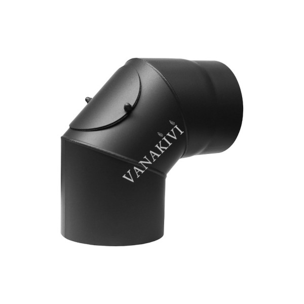Suitsutoru põlv Ø180mm 90° puhastusluugiga must