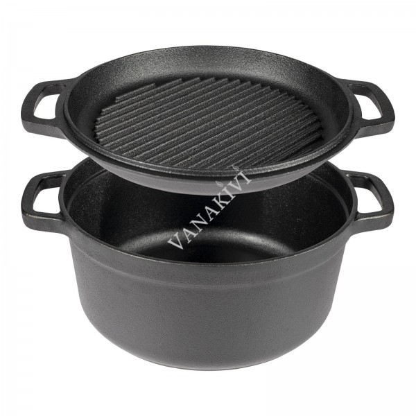 Cast iron pot with a grill pan 5L/1L BROWIN