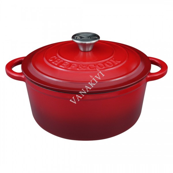 Enameled cast iron casserole pot Chef & Cook 6,0L red