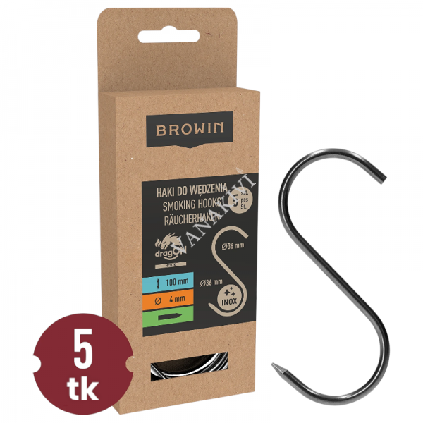 Meat hook 4x100 stainless steel (5pcs) BROWIN Meat hook 4x100 stainless steel (5pcs) BROWIN