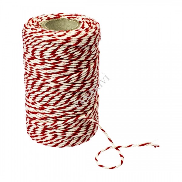 Lihanöör (puuvill, valge/punane, 240°C) 55m BROWIN