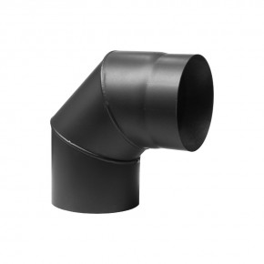 Suitsutoru põlv Ø130mm 90° ilma puhastusluugita must