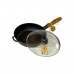 Cast iron pan 24x6cm MAYSTERNYA, with wooden handle and glass lid