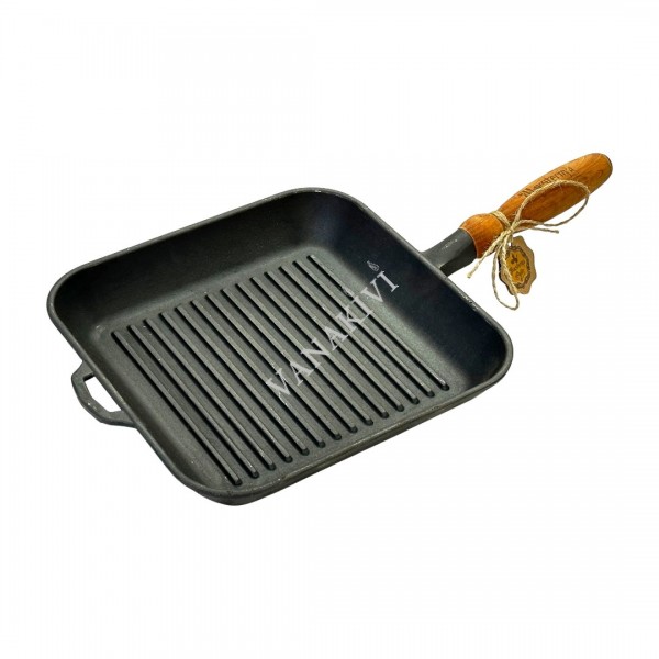 Grill Pan 28x28x4cm cast Iron MAYSTERNYA, with wooden handle Grill Pan 28x28x4cm cast Iron MAYSTERNYA, with wooden handle