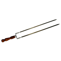 Grillvarras kahe teraga, puidust käepidemega 65/50 cm